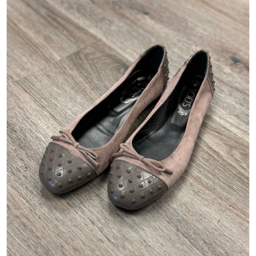 TOD'S Size 38 Lavender Leather Gommini Cap Toe Ballet Flats Shoes